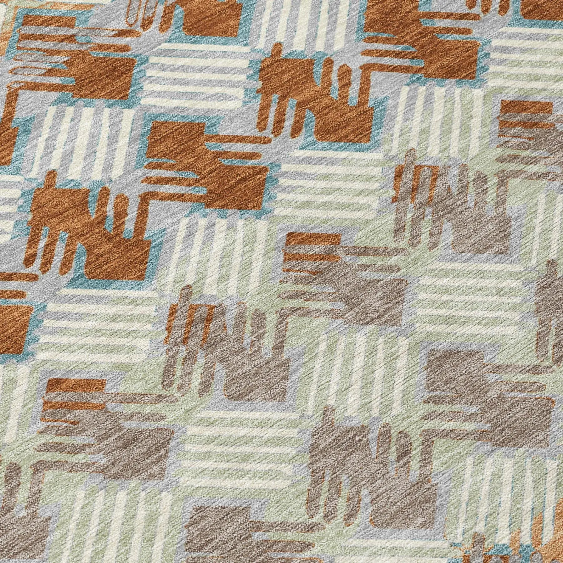 8' X 10' Orange And Taupe Striped Washable Indoor Outdoor Area Rug Homeroots Outdoor