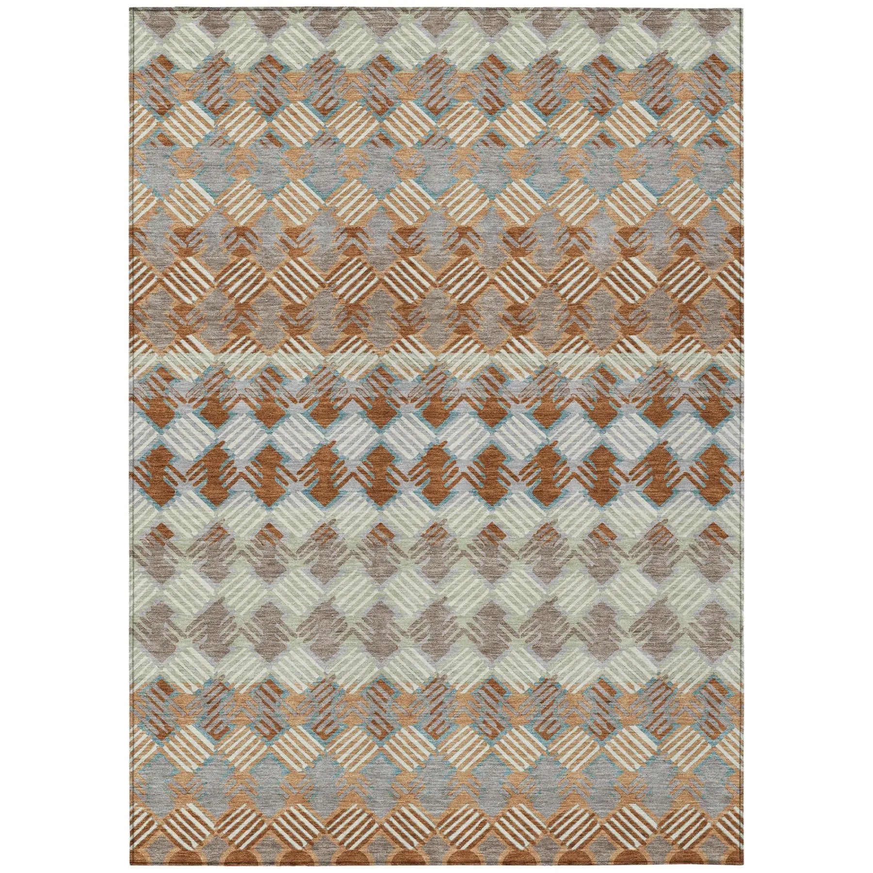 8' X 10' Orange And Taupe Striped Washable Indoor Outdoor Area Rug Homeroots Outdoor