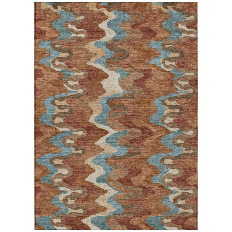 8' X 10' Orange And Teal Blue Abstract Washable Indoor Outdoor Area Rug Homeroots Outdoor