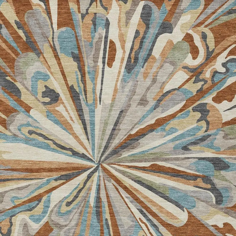 8' X 10' Orange And Teal Blue Abstract Washable Indoor Outdoor Area Rug Homeroots Outdoor