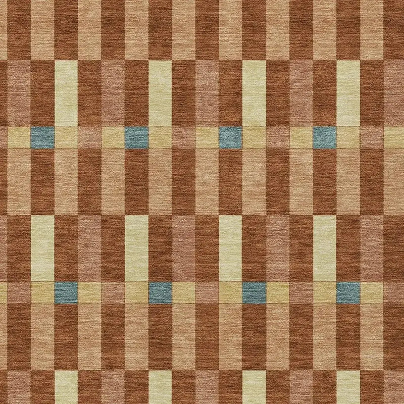 8' X 10' Orange And Teal Blue Geometric Washable Indoor Outdoor Area Rug Homeroots Outdoor