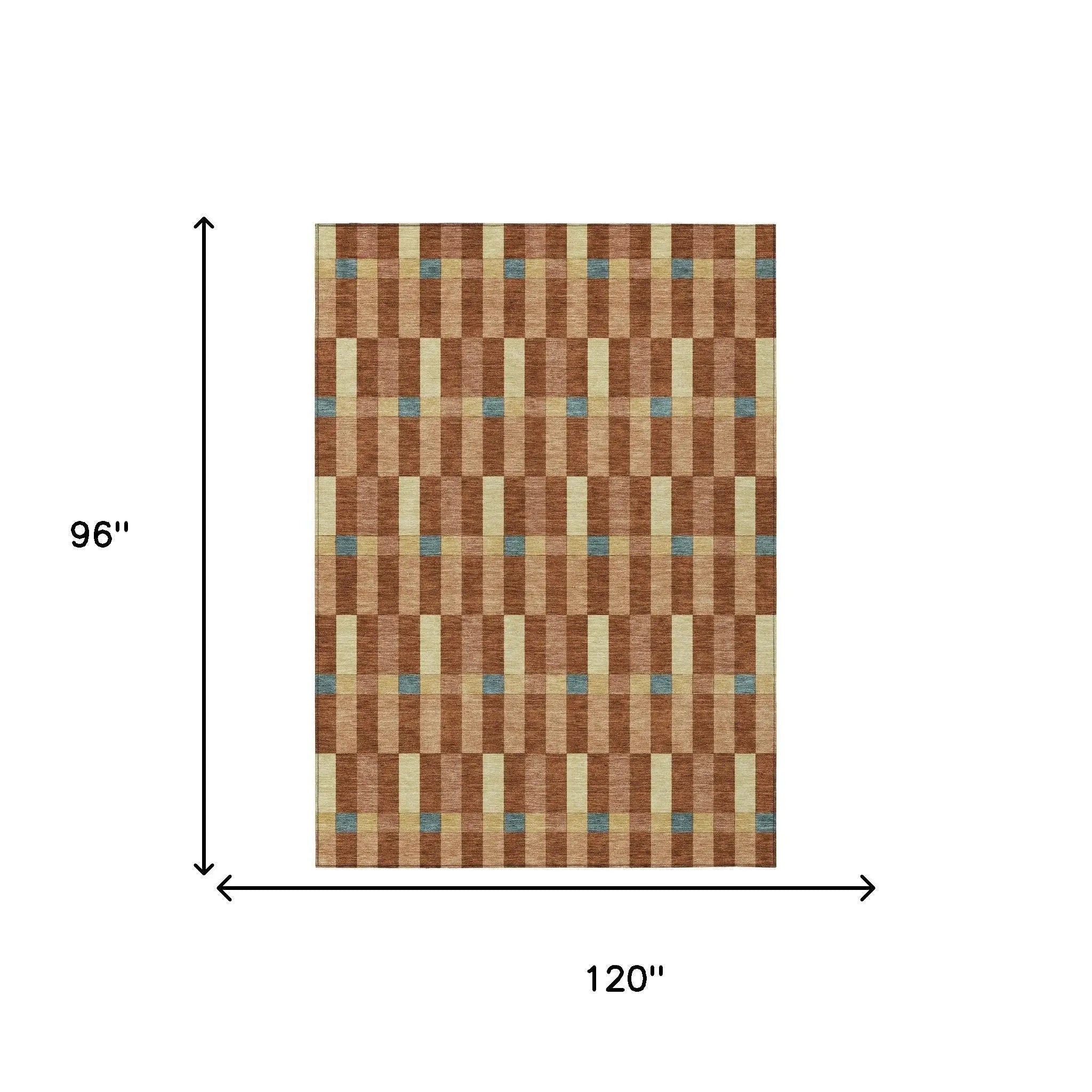 8' X 10' Orange And Teal Blue Geometric Washable Indoor Outdoor Area Rug Homeroots Outdoor