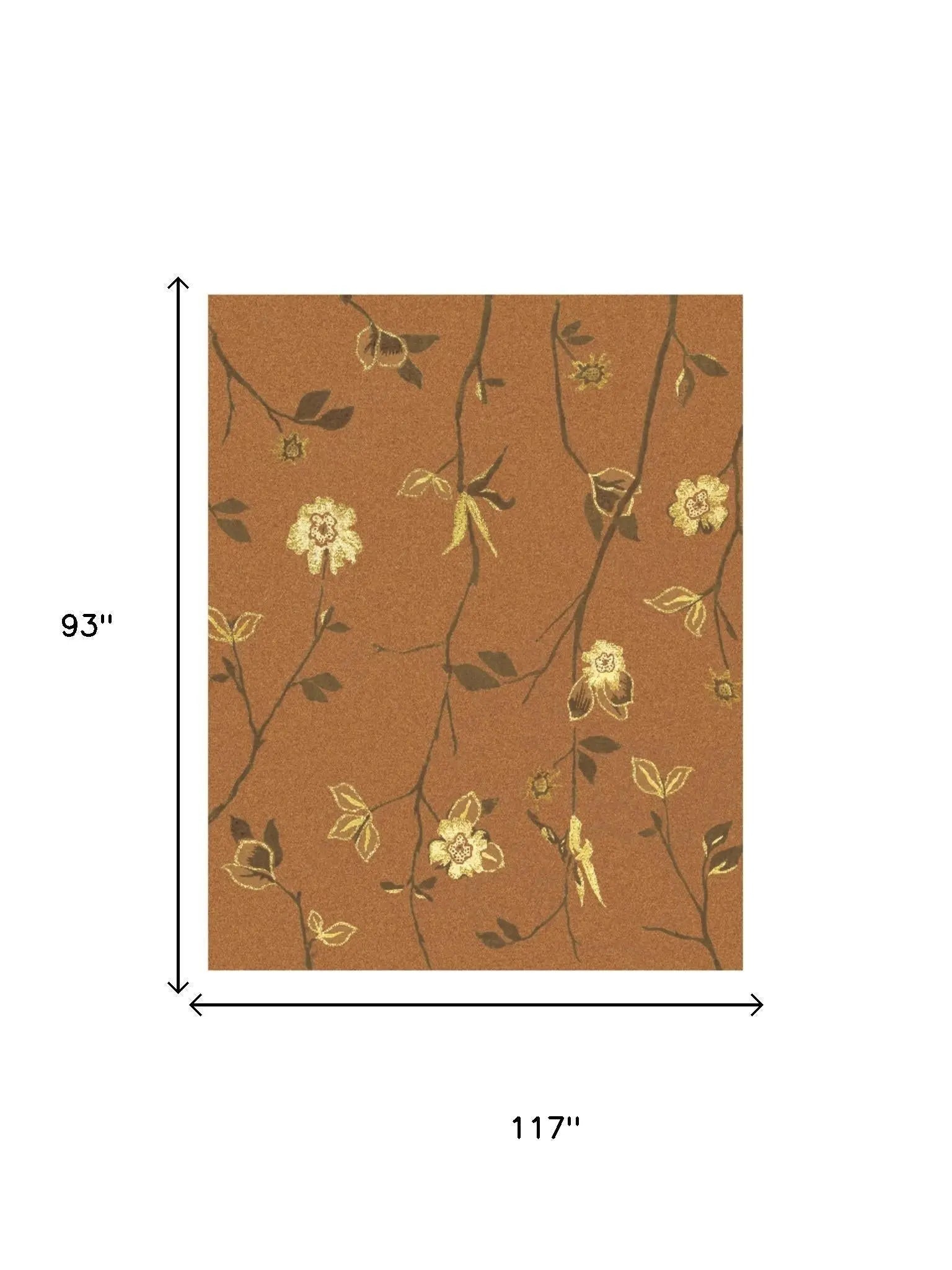 8' X 10' Orange Brown And Yellow Wool Floral Hand Knotted Area Rug Homeroots Home Decor