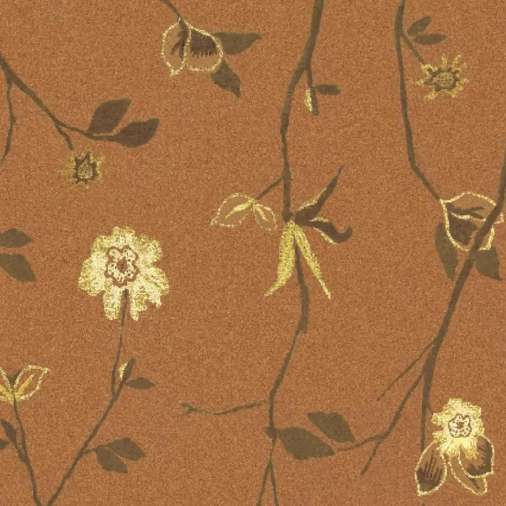 8' X 10' Orange Brown And Yellow Wool Floral Hand Knotted Area Rug Homeroots Home Decor