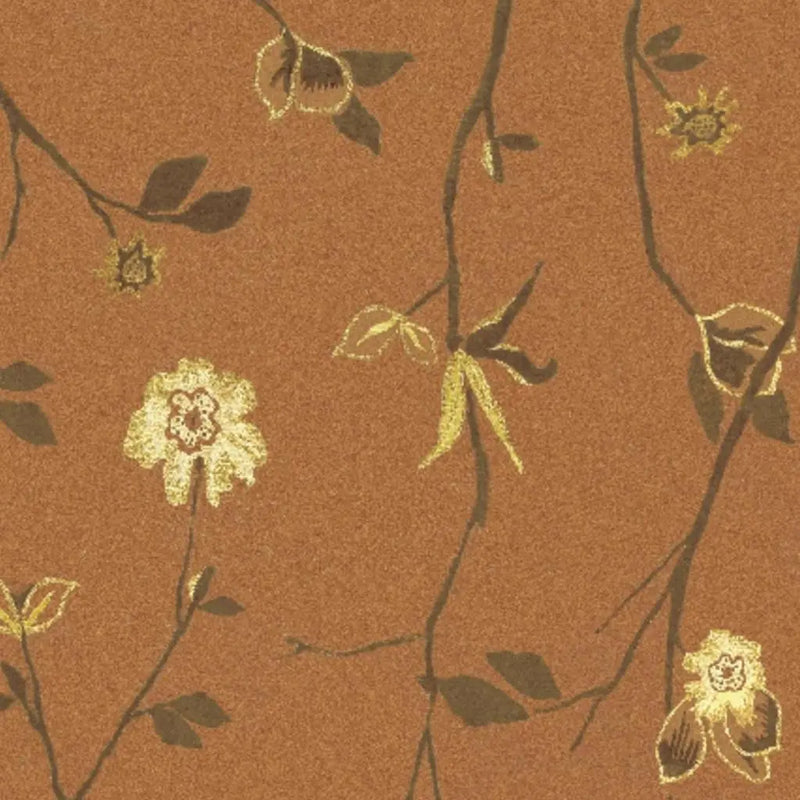 8' X 10' Orange Brown And Yellow Wool Floral Hand Knotted Area Rug Homeroots Home Decor