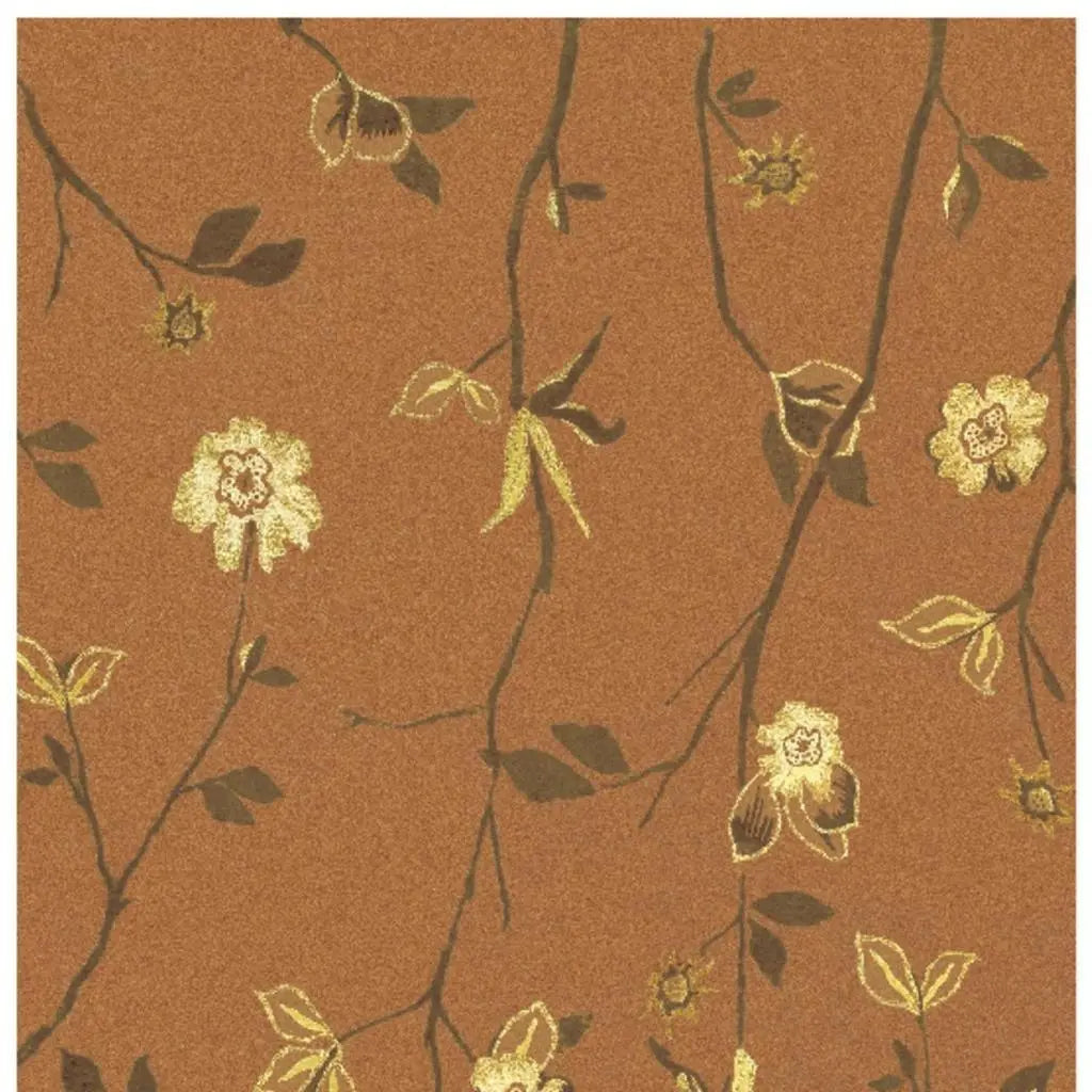 8' X 10' Orange Brown And Yellow Wool Floral Hand Knotted Area Rug Homeroots Home Decor