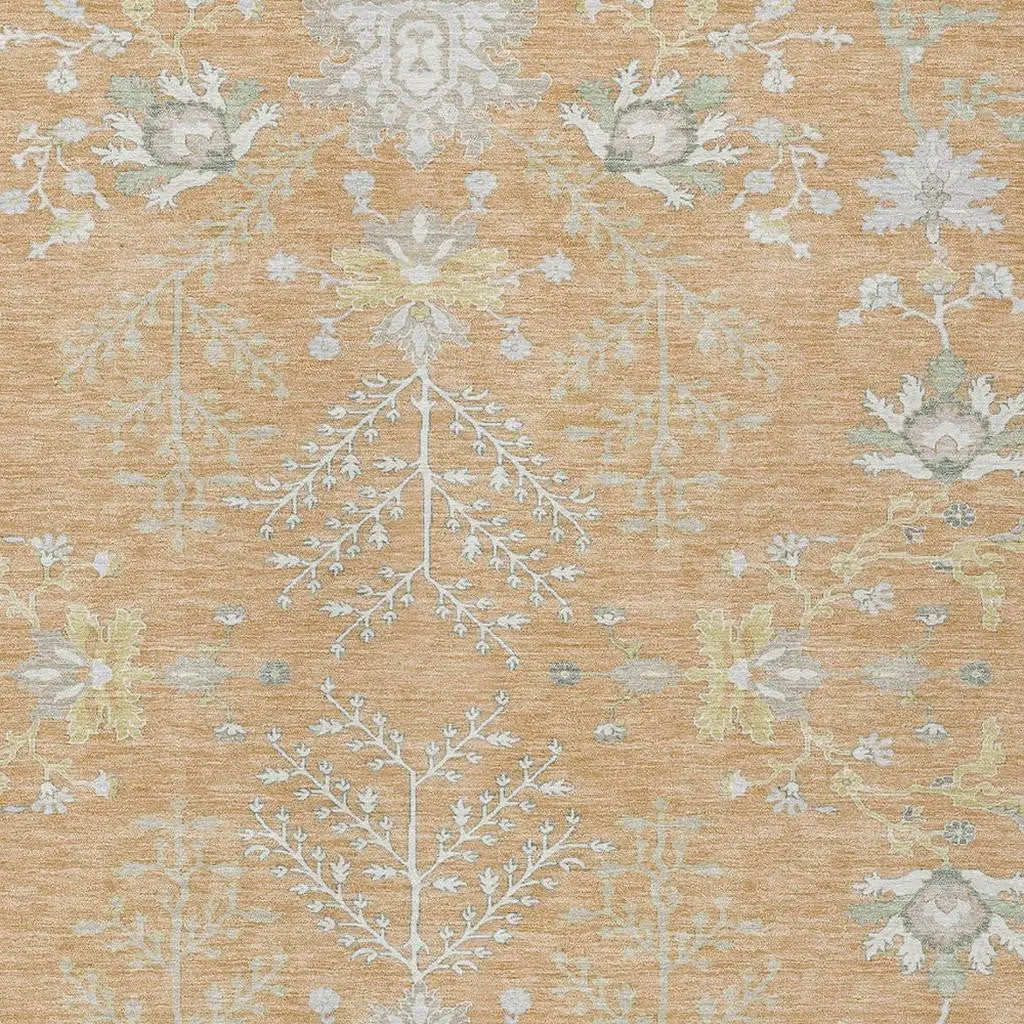8' X 10' Peach And Ivory Oriental Washable Indoor Outdoor Area Rug Homeroots Outdoor