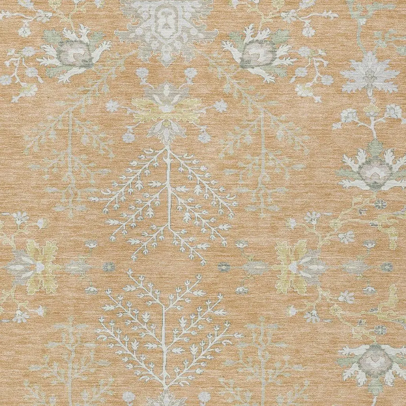 8' X 10' Peach And Ivory Oriental Washable Indoor Outdoor Area Rug Homeroots Outdoor
