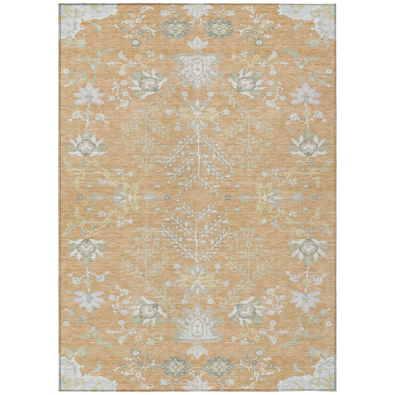 8' X 10' Peach And Ivory Oriental Washable Indoor Outdoor Area Rug Homeroots Outdoor