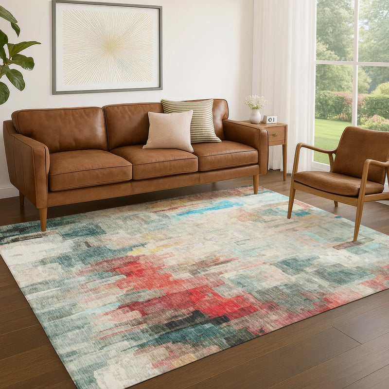 8' X 10' Pearl And Gray Abstract Washable Indoor Outdoor Area Rug Homeroots Outdoor