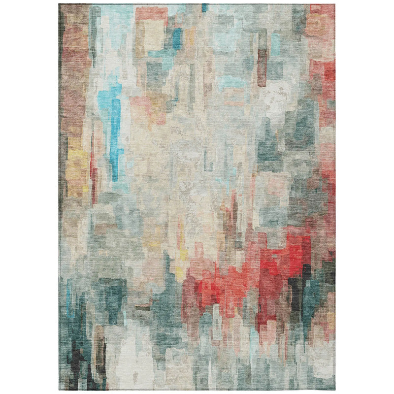 8' X 10' Pearl And Gray Abstract Washable Indoor Outdoor Area Rug Homeroots Outdoor