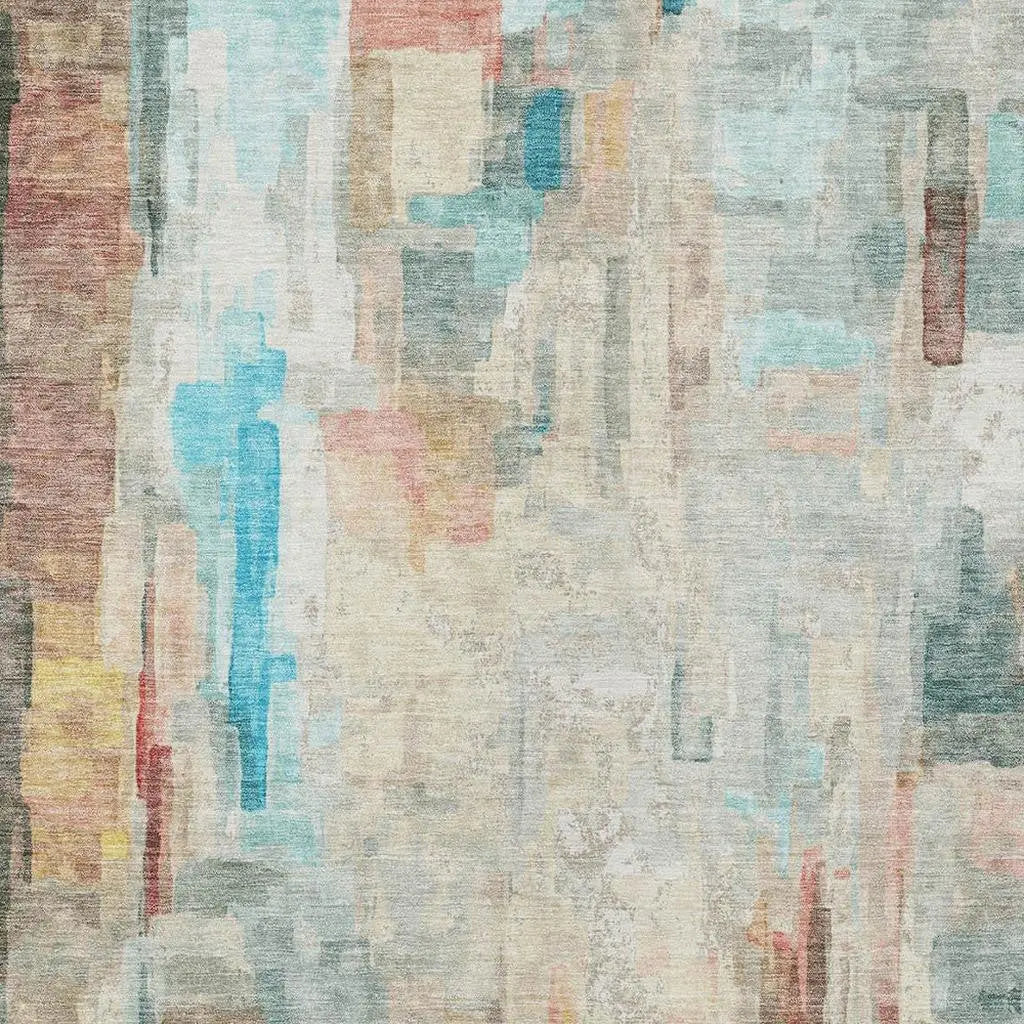 8' X 10' Pearl And Gray Abstract Washable Indoor Outdoor Area Rug Homeroots Outdoor