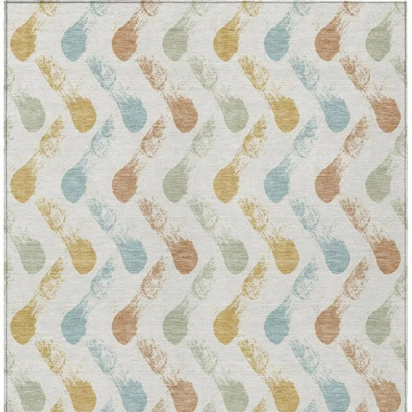 8' X 10' Pearl And Ivory Geometric Washable Indoor Outdoor Area Rug Homeroots Outdoor