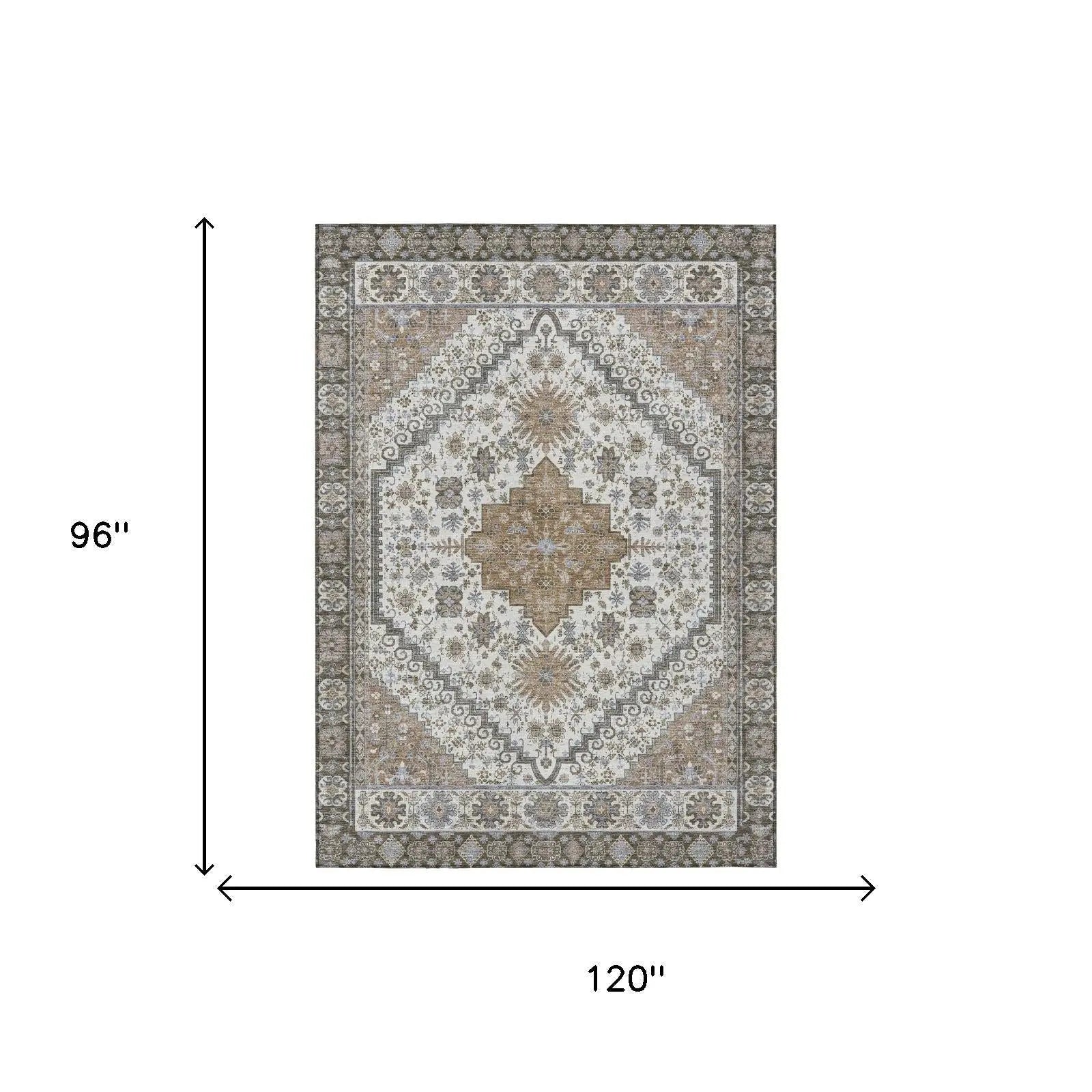 8' X 10' Pearl And Ivory Oriental Washable Indoor Outdoor Area Rug Homeroots Outdoor