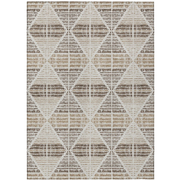 8' X 10' Pearl And Navy Blue Geometric Washable Indoor Outdoor Area Rug Homeroots Outdoor