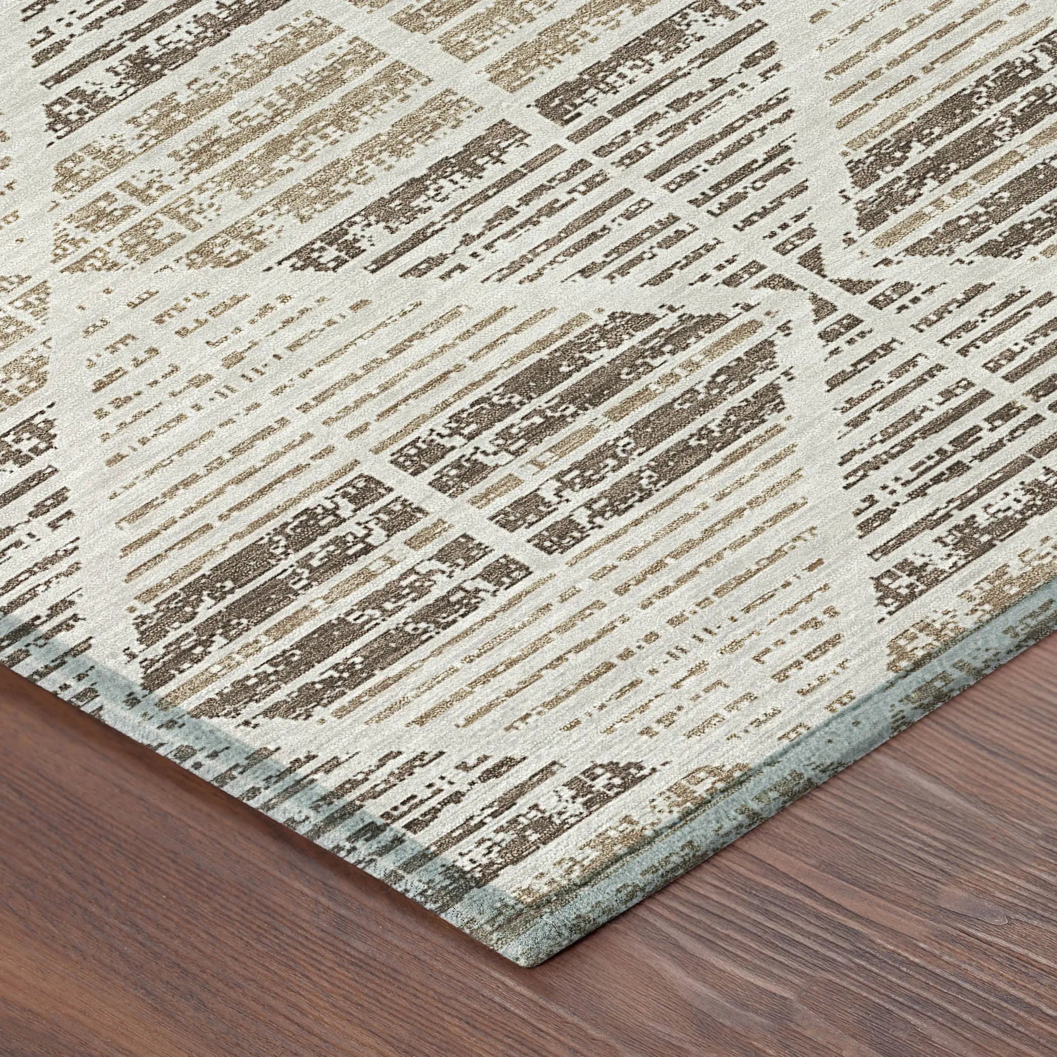 8' X 10' Pearl And Navy Blue Geometric Washable Indoor Outdoor Area Rug Homeroots Outdoor