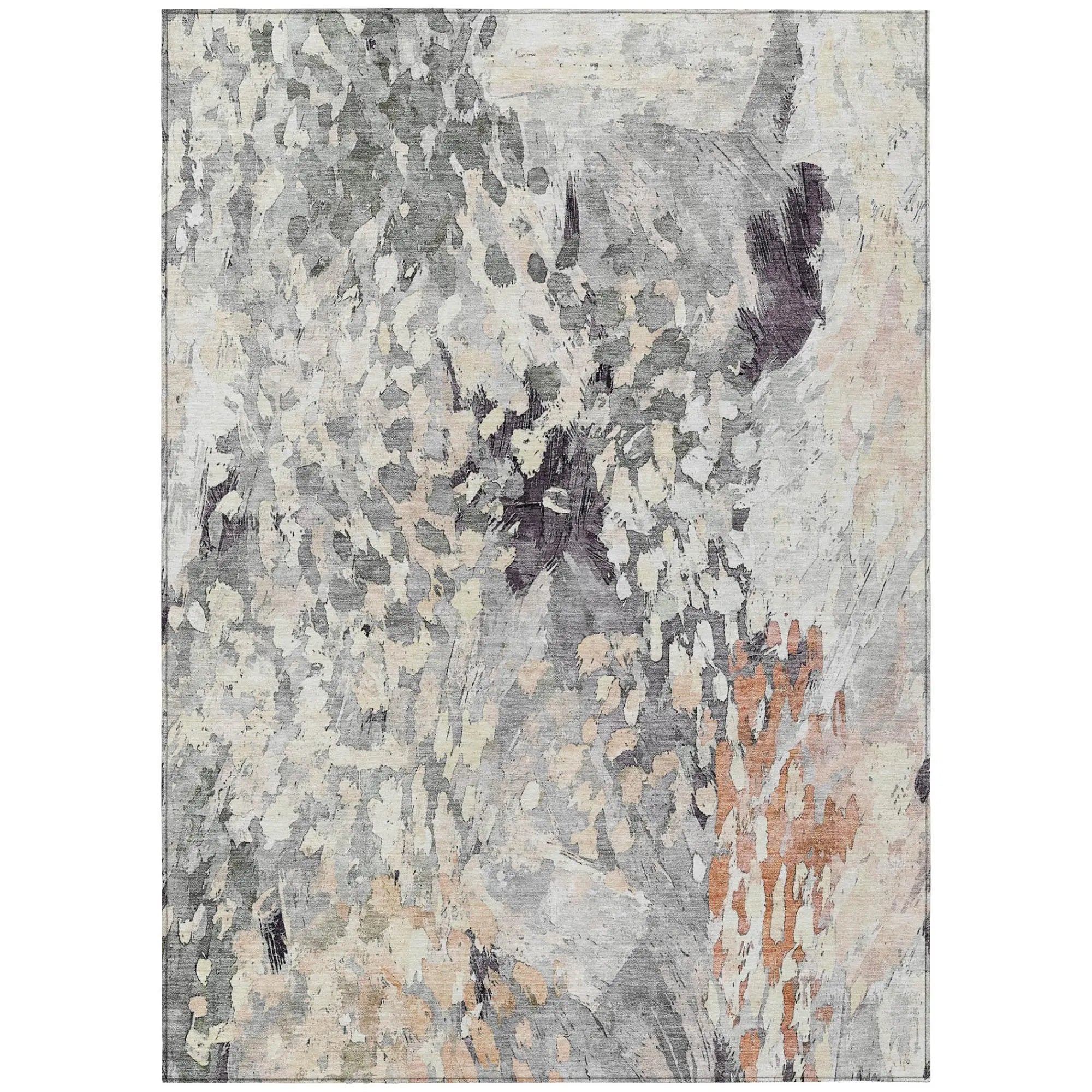 8' X 10' Pewter And Gray Abstract Washable Indoor Outdoor Area Rug Homeroots Outdoor
