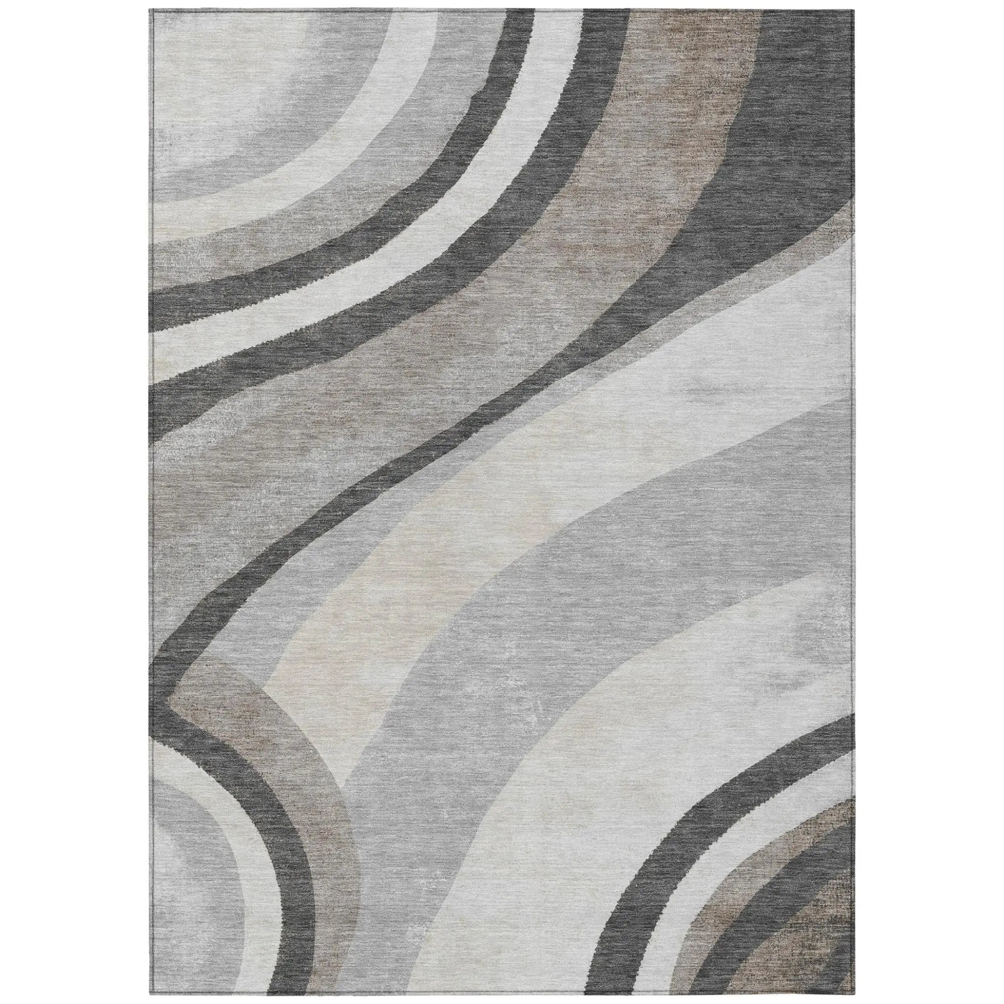 8' X 10' Pewter And Gray Abstract Washable Indoor Outdoor Area Rug Homeroots Outdoor
