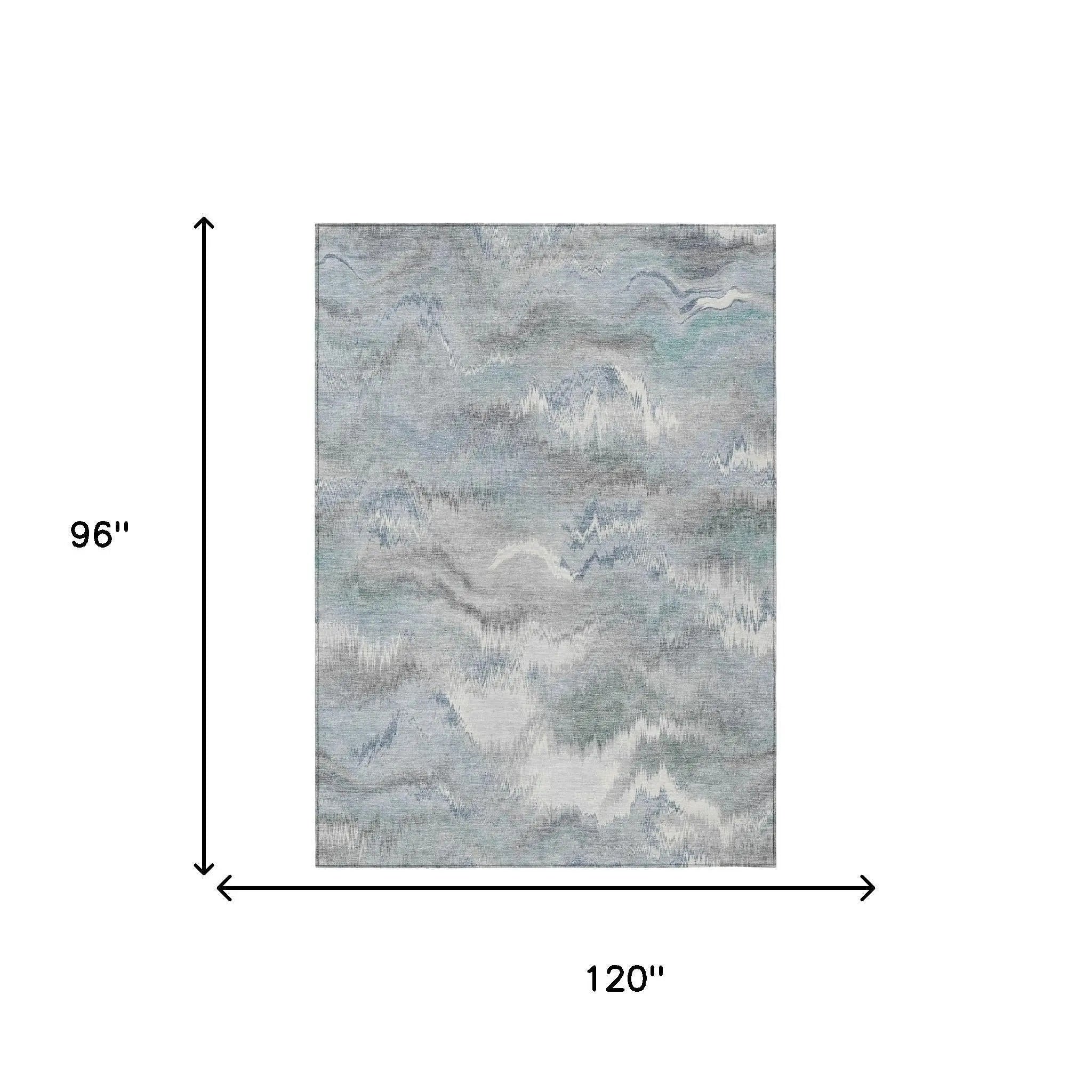 8' X 10' Pewter And Gray Abstract Washable Indoor Outdoor Area Rug Homeroots Outdoor