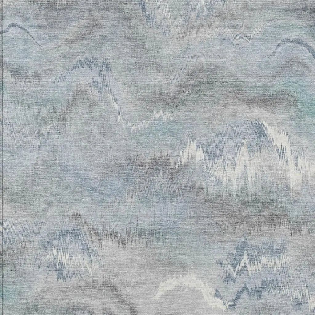 8' X 10' Pewter And Gray Abstract Washable Indoor Outdoor Area Rug Homeroots Outdoor