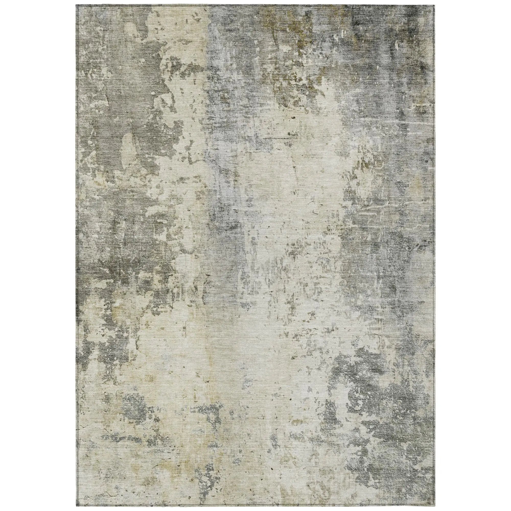 8' X 10' Pewter And Gray Abstract Washable Indoor Outdoor Area Rug Homeroots Outdoor