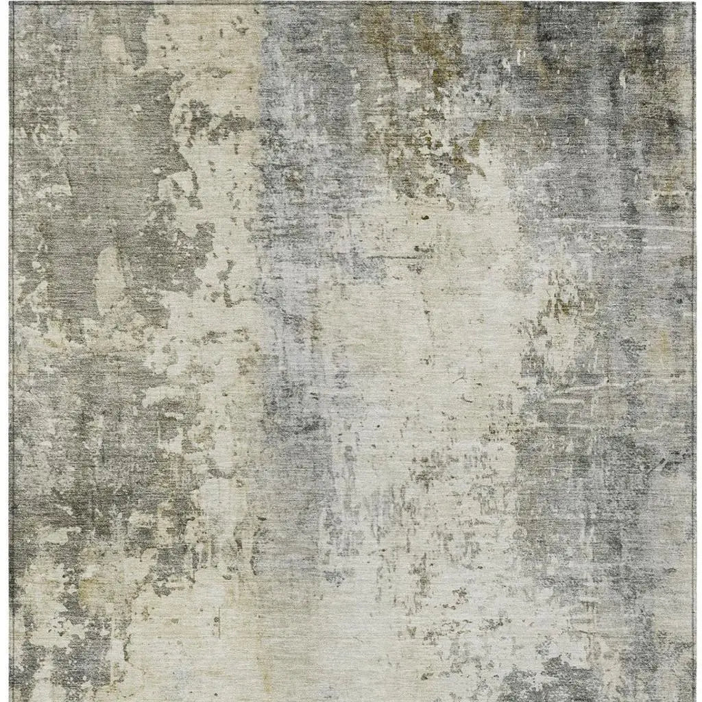 8' X 10' Pewter And Gray Abstract Washable Indoor Outdoor Area Rug Homeroots Outdoor