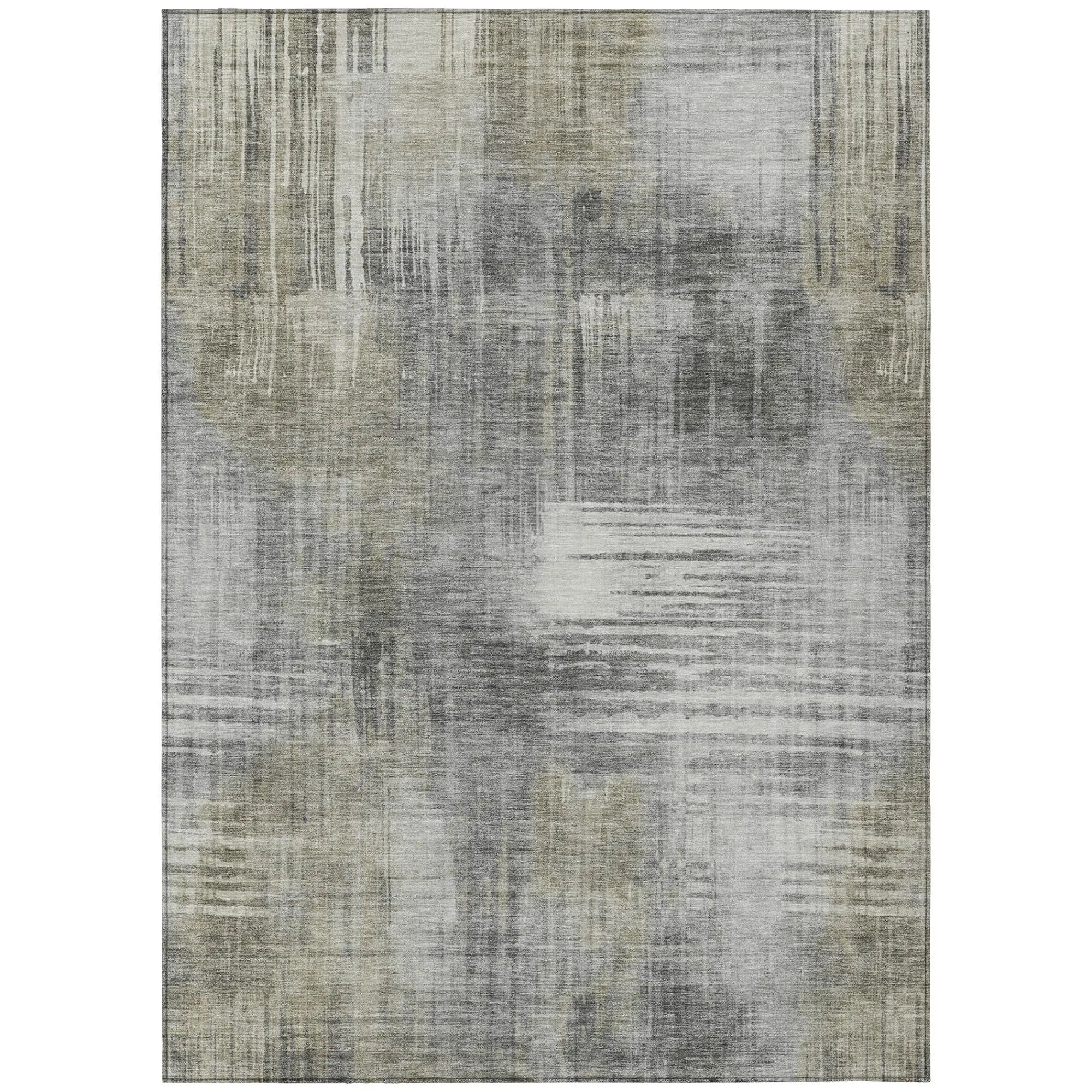 8' X 10' Pewter And Gray Abstract Washable Indoor Outdoor Area Rug Homeroots Outdoor