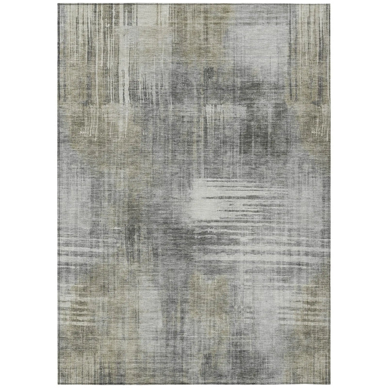 8' X 10' Pewter And Gray Abstract Washable Indoor Outdoor Area Rug Homeroots Outdoor