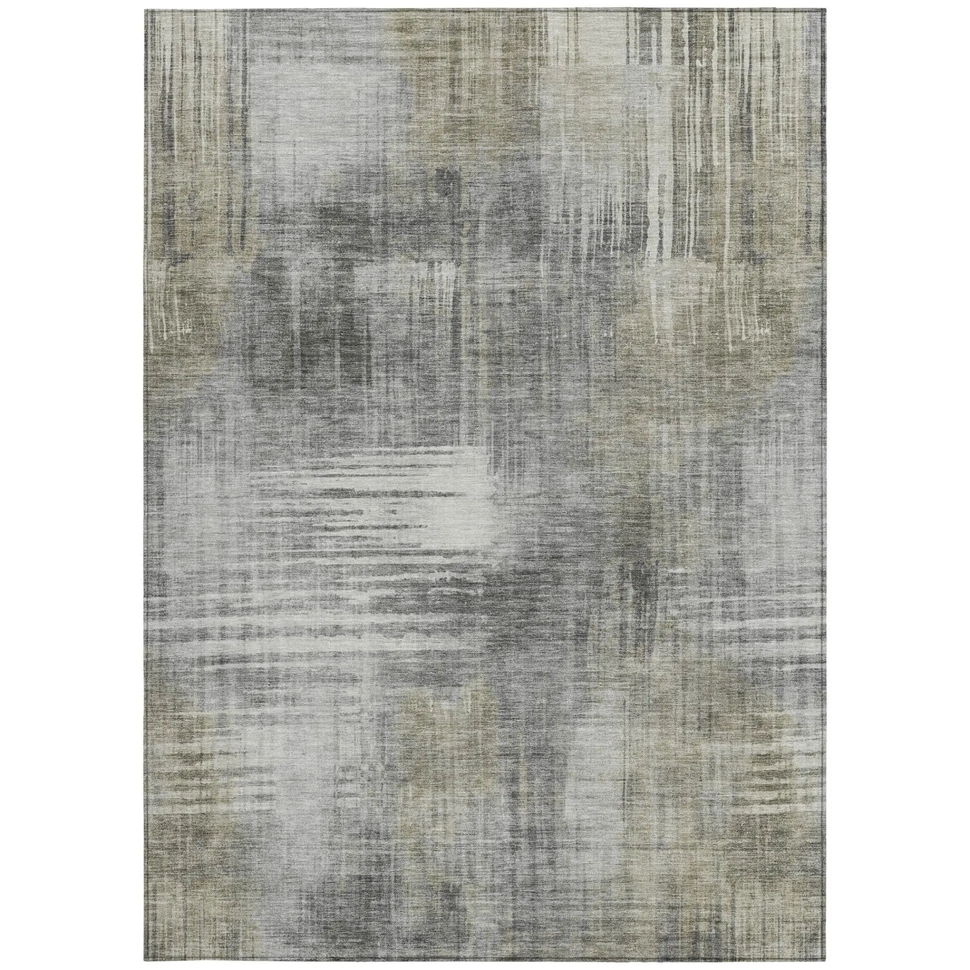 8' X 10' Pewter And Gray Abstract Washable Indoor Outdoor Area Rug Homeroots Outdoor