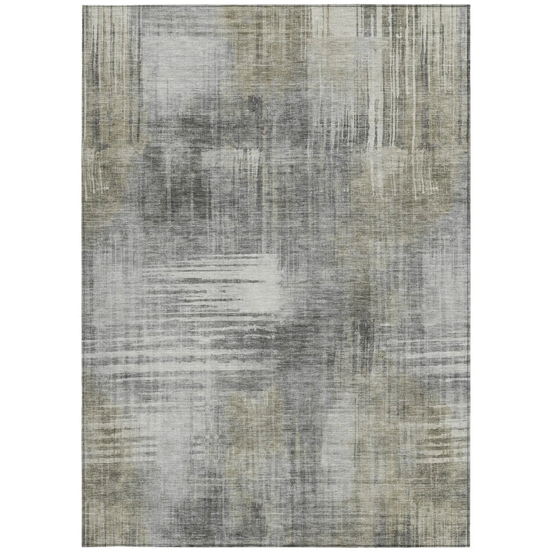 8' X 10' Pewter And Gray Abstract Washable Indoor Outdoor Area Rug Homeroots Outdoor