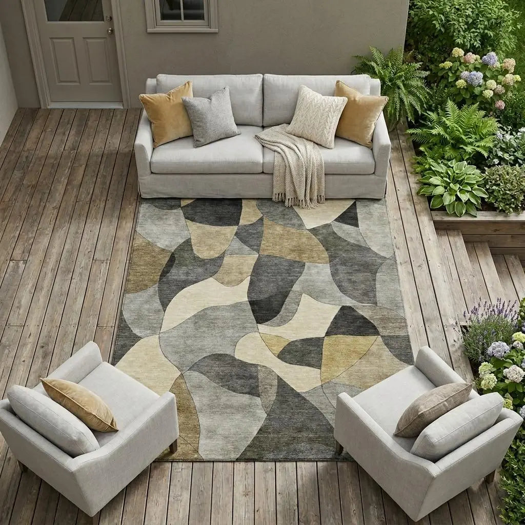 8' X 10' Pewter And Gray Abstract Washable Indoor Outdoor Area Rug Homeroots Outdoor