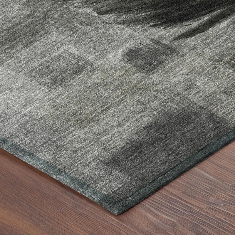 8' X 10' Pewter And Gray Botanical Leaves Washable Indoor Outdoor Area Rug Homeroots Outdoor