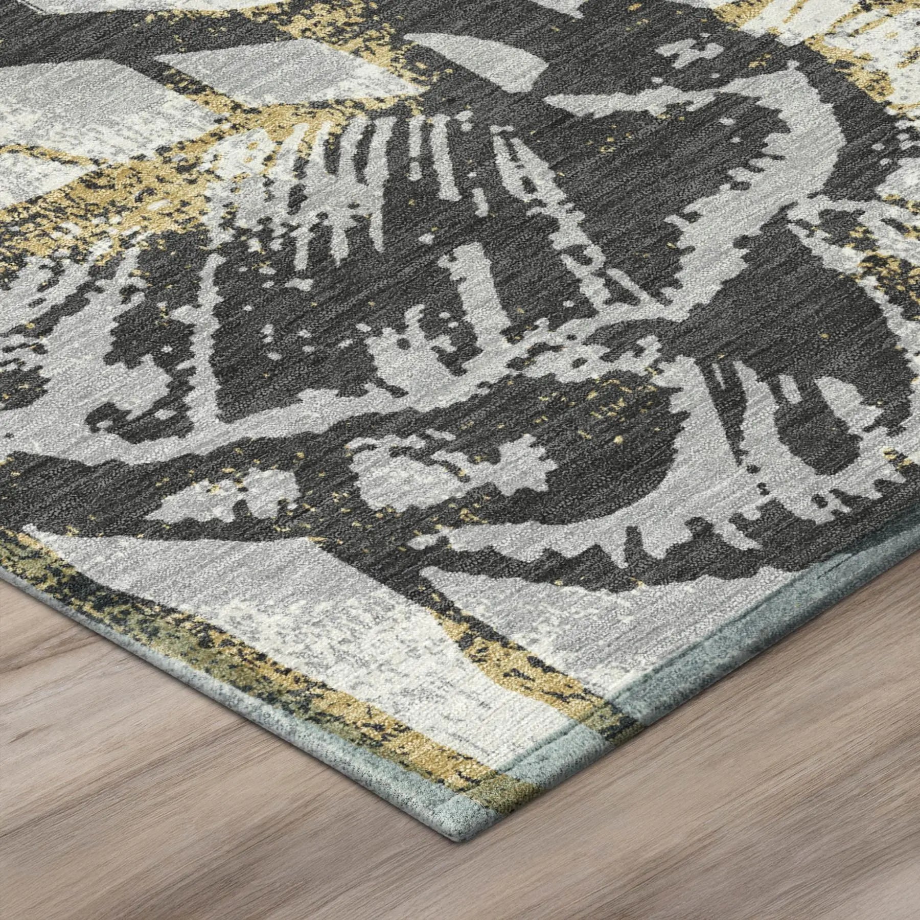 8' X 10' Pewter And Gray Floral Washable Indoor Outdoor Area Rug Homeroots Outdoor