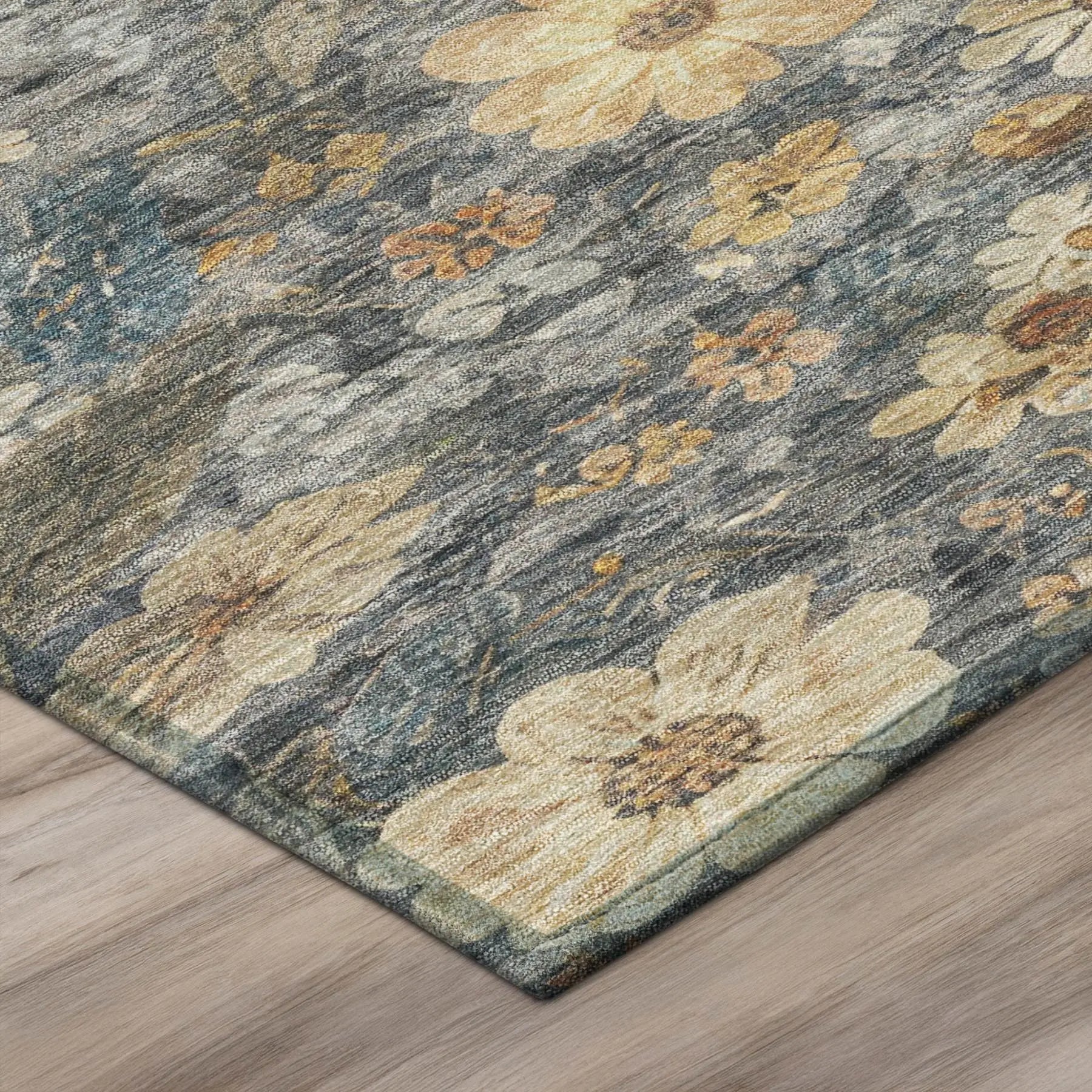 8' X 10' Pewter And Gray Floral Washable Indoor Outdoor Area Rug Homeroots Outdoor