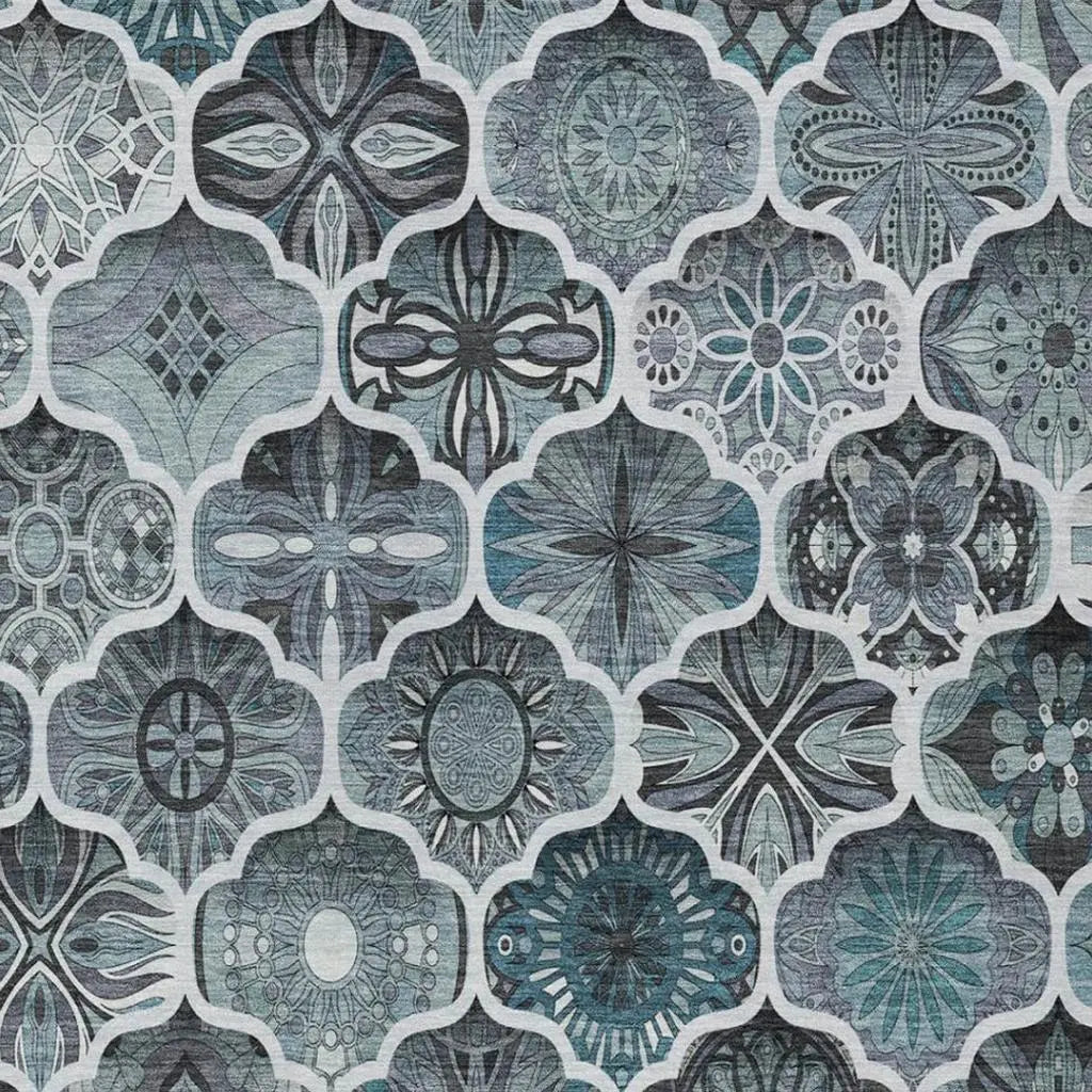 8' X 10' Pewter And Gray Ogee Washable Indoor Outdoor Area Rug Homeroots Outdoor