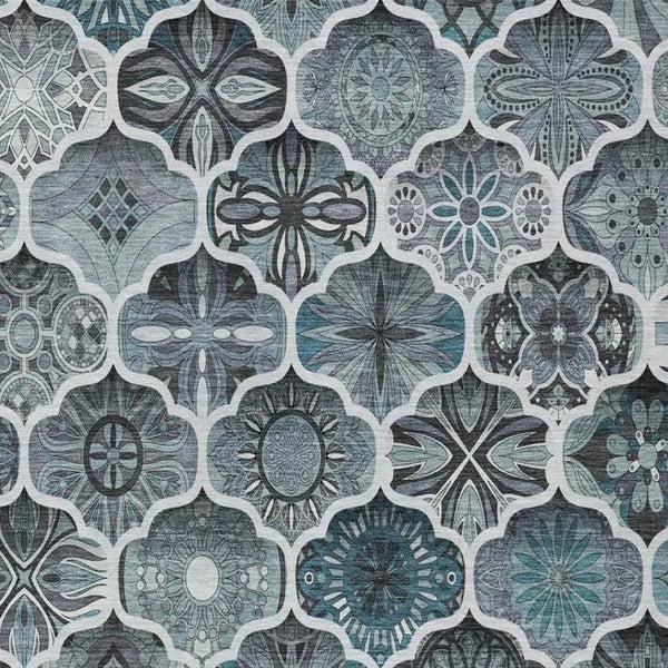 8' X 10' Pewter And Gray Ogee Washable Indoor Outdoor Area Rug Homeroots Outdoor