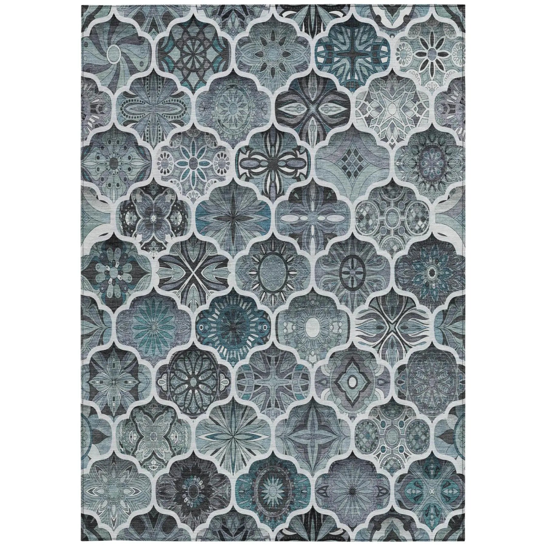 8' X 10' Pewter And Gray Ogee Washable Indoor Outdoor Area Rug Homeroots Outdoor