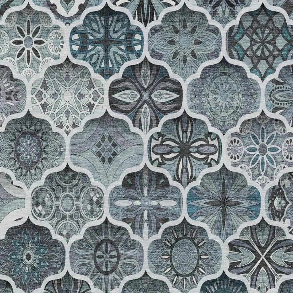 8' X 10' Pewter And Gray Ogee Washable Indoor Outdoor Area Rug Homeroots Outdoor