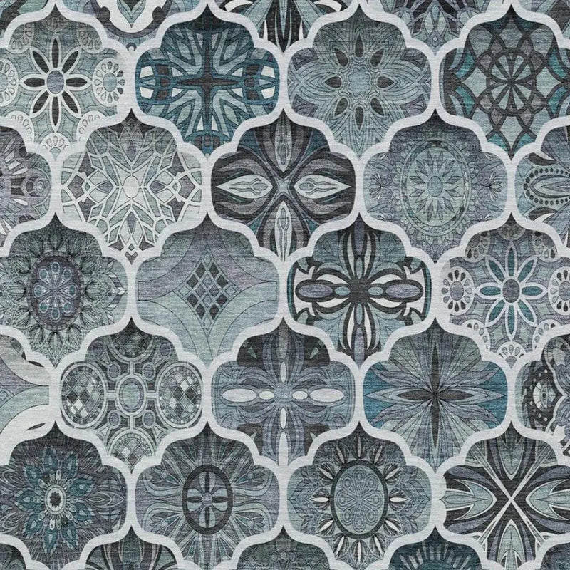 8' X 10' Pewter And Gray Ogee Washable Indoor Outdoor Area Rug Homeroots Outdoor