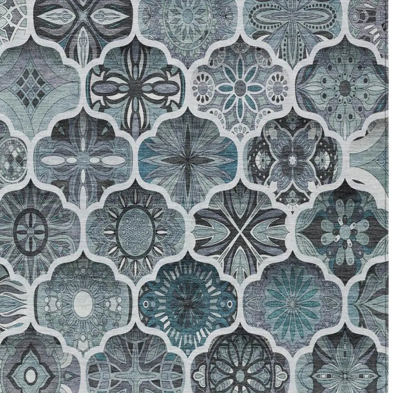 8' X 10' Pewter And Gray Ogee Washable Indoor Outdoor Area Rug Homeroots Outdoor