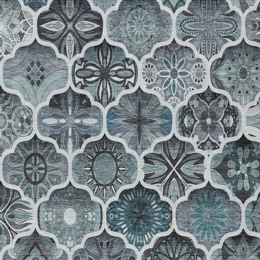 8' X 10' Pewter And Gray Ogee Washable Indoor Outdoor Area Rug Homeroots Outdoor