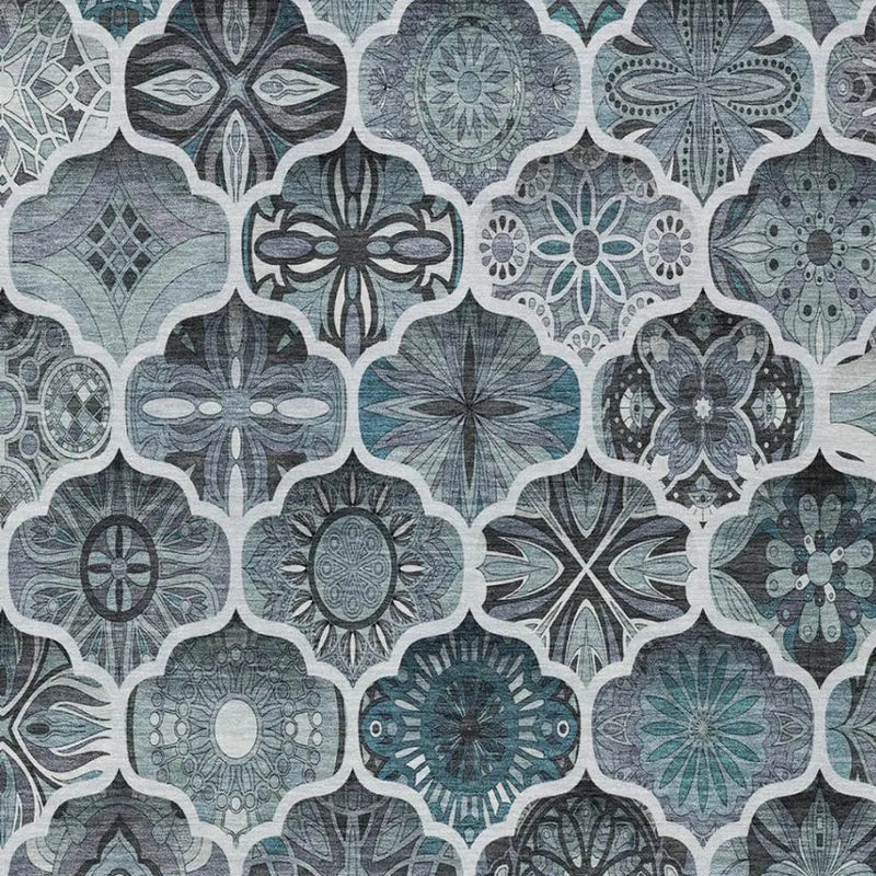 8' X 10' Pewter And Gray Ogee Washable Indoor Outdoor Area Rug Homeroots Outdoor