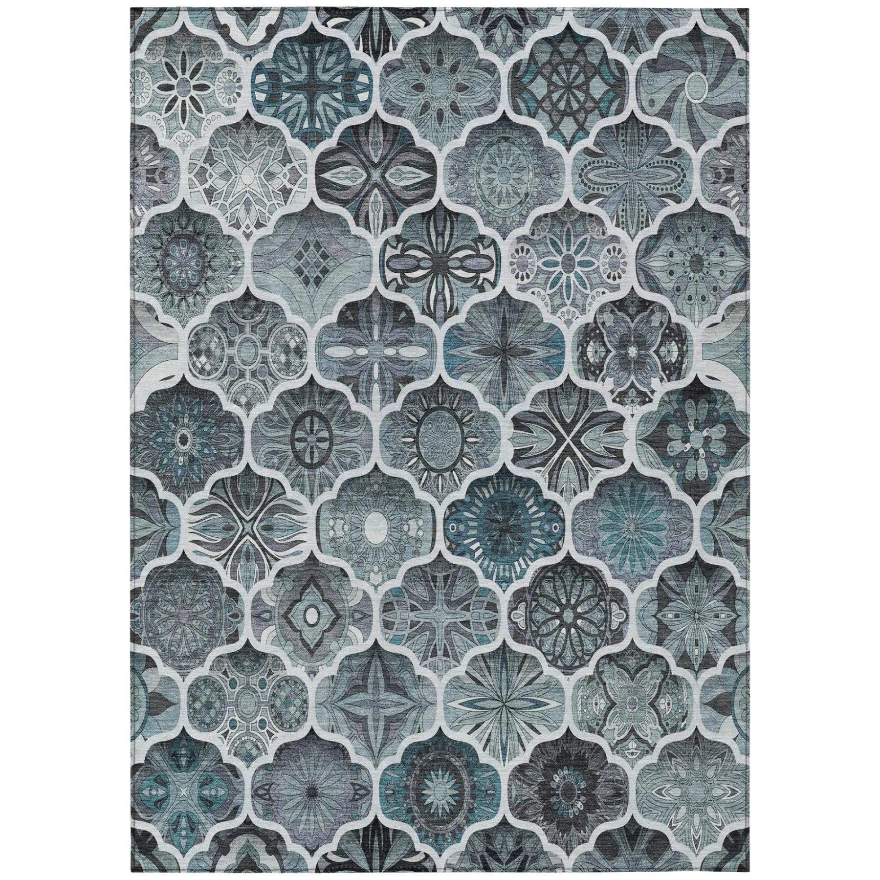 8' X 10' Pewter And Gray Ogee Washable Indoor Outdoor Area Rug Homeroots Outdoor