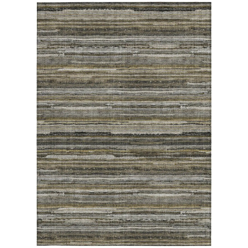 8' X 10' Pewter And Gray Striped Washable Indoor Outdoor Area Rug Homeroots Outdoor