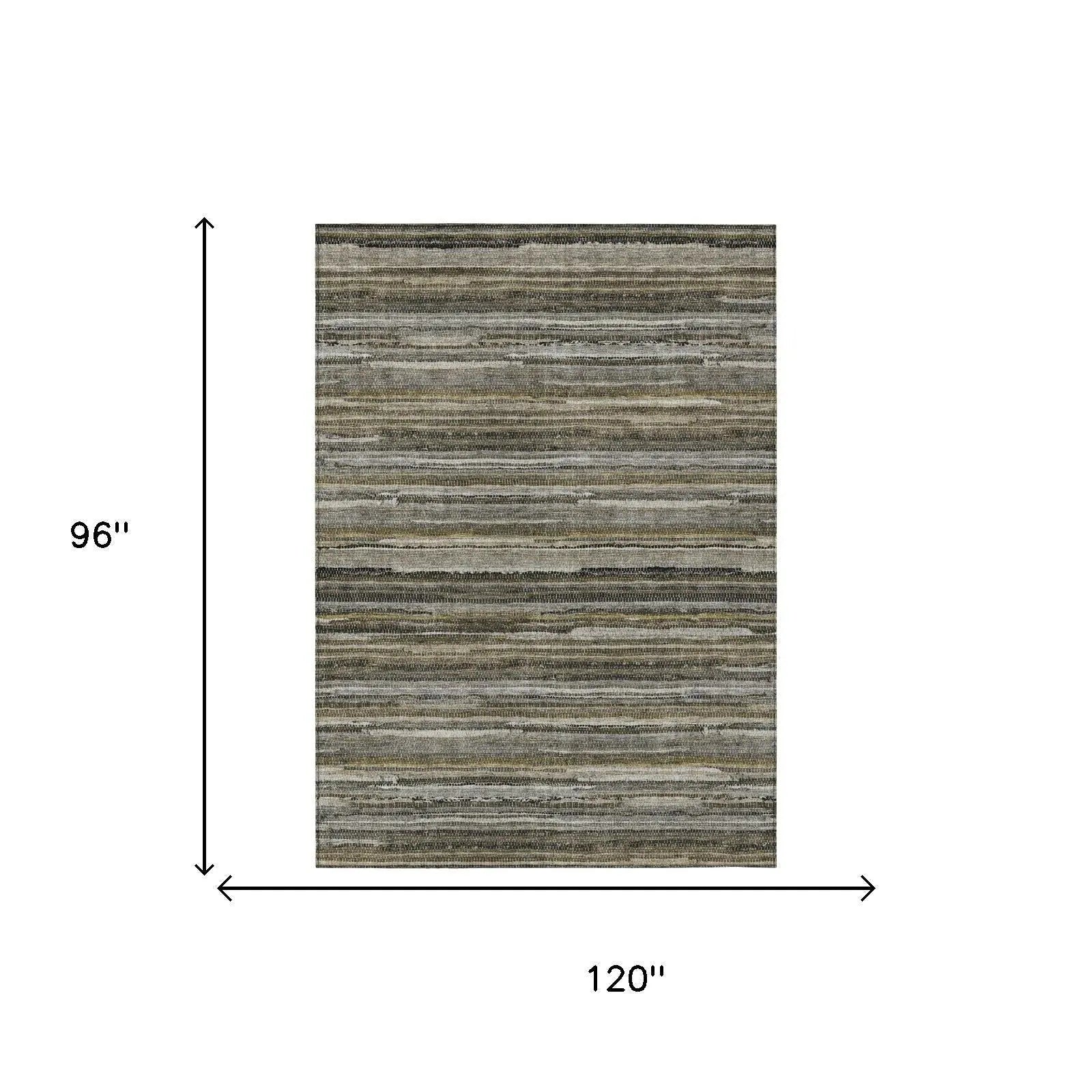 8' X 10' Pewter And Gray Striped Washable Indoor Outdoor Area Rug Homeroots Outdoor