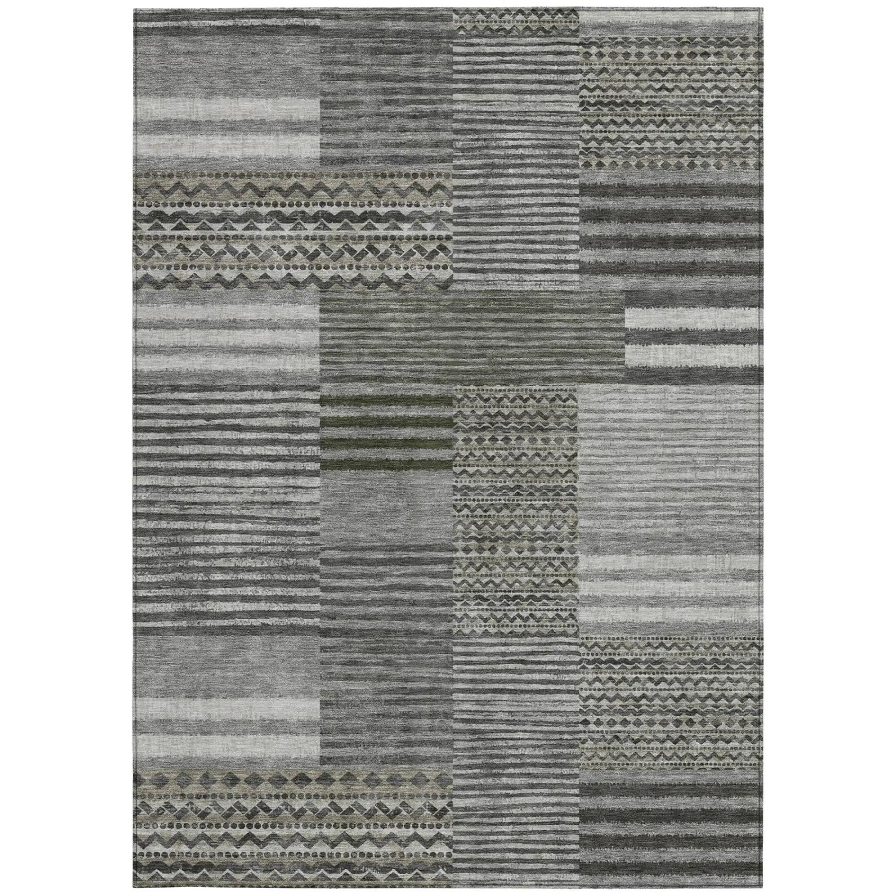 8' X 10' Pewter And Gray Striped Washable Indoor Outdoor Area Rug Homeroots Outdoor