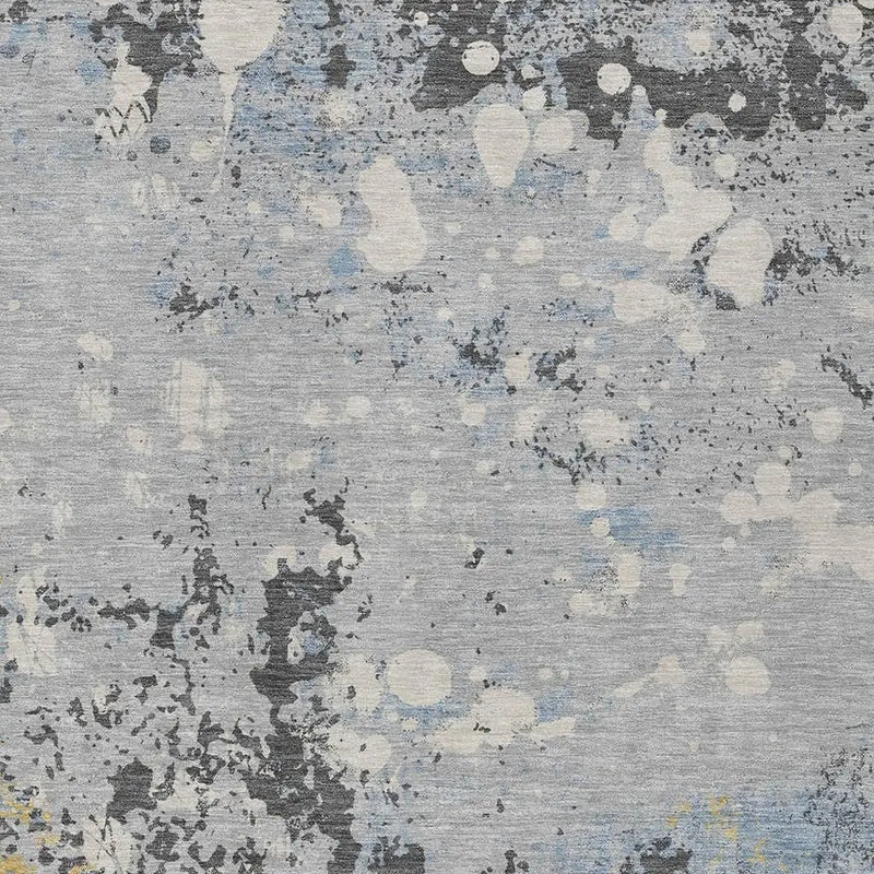 8' X 10' Pewter And Ivory Abstract Washable Indoor Outdoor Area Rug Homeroots Outdoor