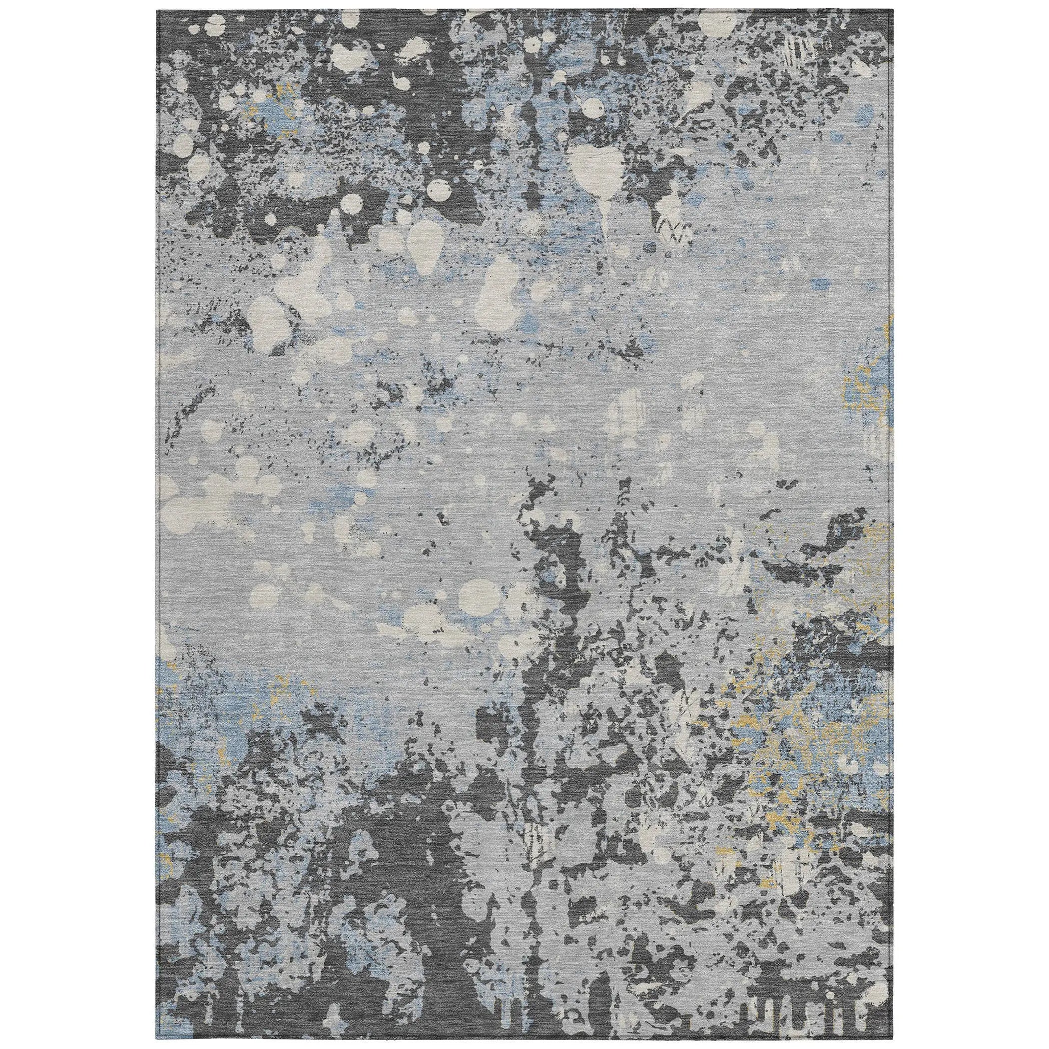 8' X 10' Pewter And Ivory Abstract Washable Indoor Outdoor Area Rug Homeroots Outdoor