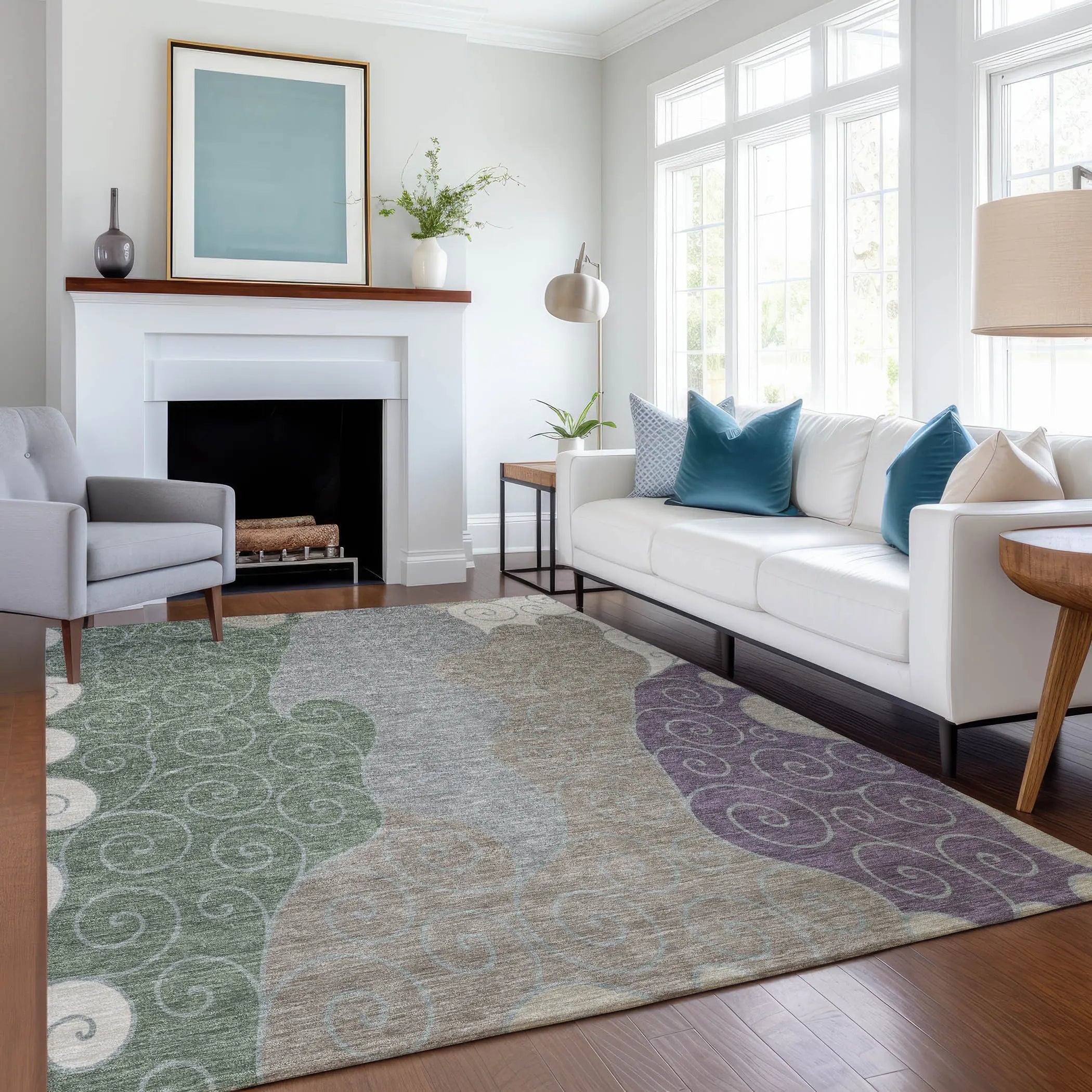 8' X 10' Pewter And Taupe Abstract Washable Indoor Outdoor Area Rug Homeroots Outdoor