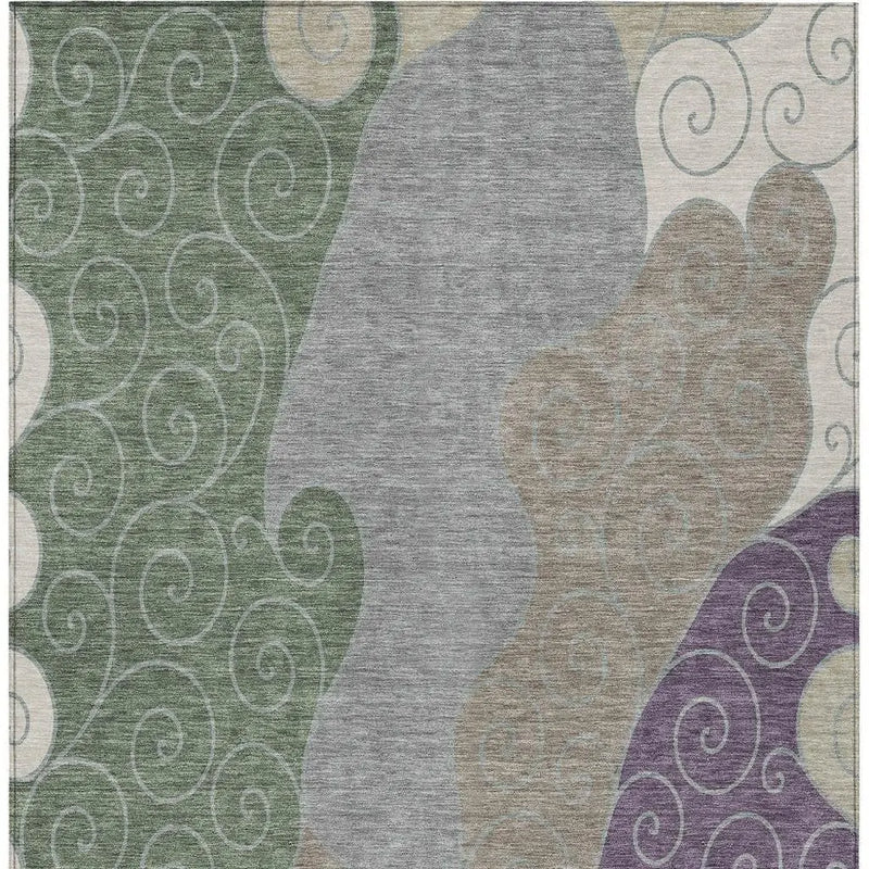 8' X 10' Pewter And Taupe Abstract Washable Indoor Outdoor Area Rug Homeroots Outdoor